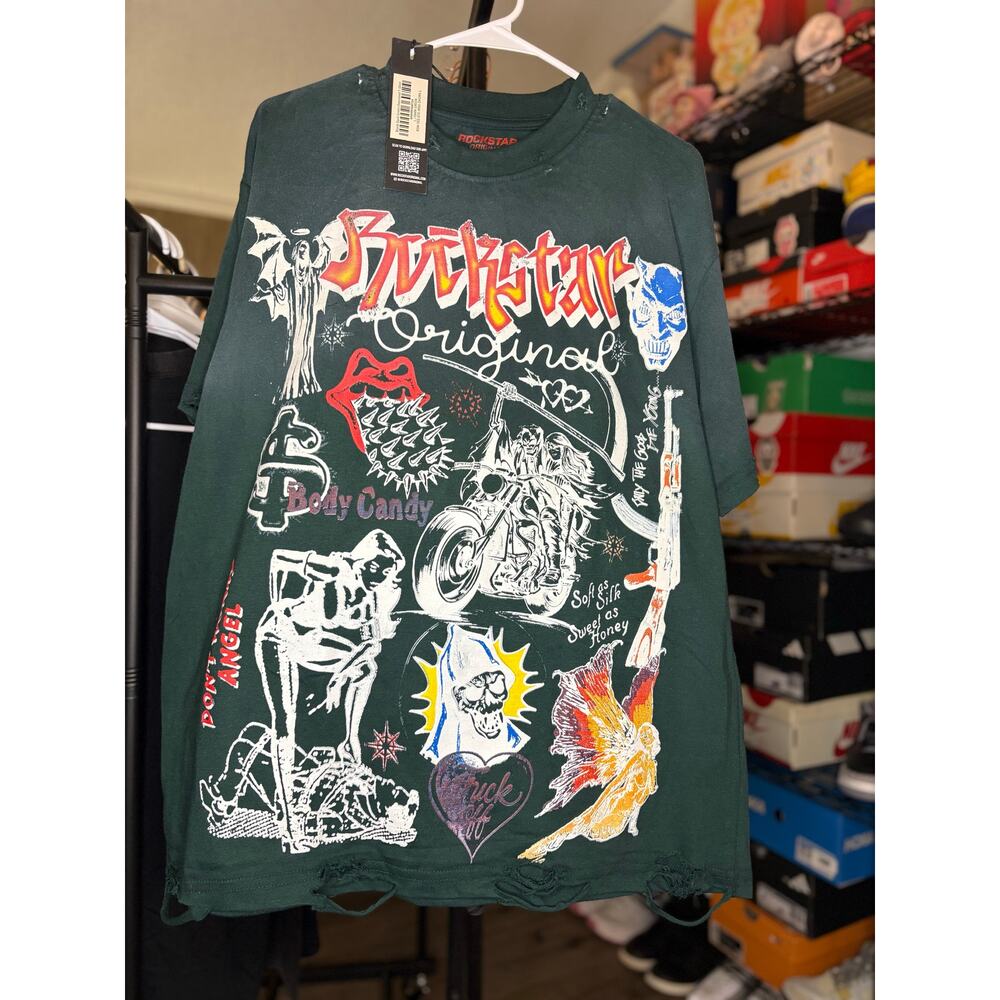 NWT Sz. L - Men's Rockstar, Dark Green (oversized)